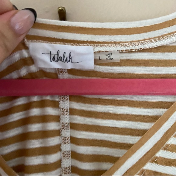 Talulah• orange white striped oversized top vneck boho style - Picture 5 of 6